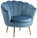 SalesFever Muschelsessel, H&ouml;he: 78 cm, blau/goldfarben