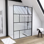 Marwell Duschwand &raquo;BRICKS&laquo;, schwarz, 5 mm - transparent