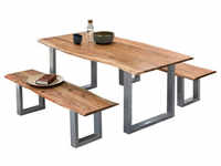 SIT Tisch, HxT: 77 x 80 cm, Holz - braun | silberfarben