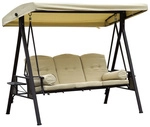 Outsunny Hollywoodschaukel, 3-Sitzer, beige/braun, inkl. Auflagen