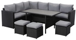MeXo Gartenm&ouml;belset &raquo;9546&laquo;, 6-teilig, Polyrattan/Textil/Metall - silberfarben