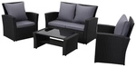 MeXo Gartenm&ouml;belset &raquo;9193&laquo;, 4-teilig, Polyrattan/Textil/Metall - silberfarben