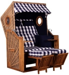 DEVRIES Strandkorb, BxHxT: 120 x 155 x 80 cm, Halblieger, beige - blau