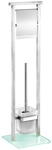WENKO Stand-WC-Garnitur &raquo;Debar&laquo;, Edelstahl/Glas, silberfarben