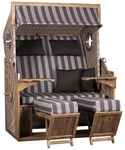 DEVRIES Strandkorb, BxHxT: 130 x 165 x 80 cm, Halblieger, beige-braun - grau