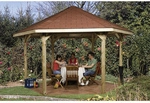 WEKA Sitzlaube, sechseckdach|zeltdach, sechseckig, BxT: 399 x 461 cm - beige