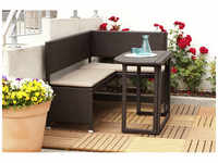 MERXX Gartenmöbelset, 3 Sitzplätze, Stahl/Kunststoff, inkl. Auflagen - braun