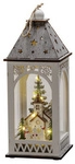 Konstsmide LED-Dekoration, Holzlaterne mit Kirche, &oslash;: 11 cm, Batteriebetrieb, wei&szlig;