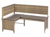 MERXX Gartenmöbelset, 5 Sitzplätze, Stahl/Kunststoff, inkl. Auflagen - beige