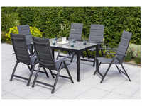 MERXX Gartenmöbelset »Taviano«, 6 Sitzplätze, Aluminium/Textil - grau