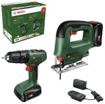 BOSCH HOME & GARDEN Schlagbohrschrauber & Stichs&auml;ge, 2 Akkus + Lader - gruen