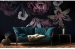 Vliestapete, &raquo;Lilien&laquo;, 371x280 cm, schwarz-rot