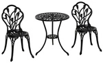 Outsunny Bistro-Set, Metall, 3-teilig - schwarz