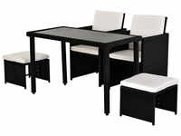 Outsunny Sitzgruppe, 4 Sitzplätze, Metall/Rattan/Polyester/gehärtetes Glas -
