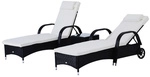 Outsunny Gartenliegen-Set, Eisen, inkl. Auflagen, BxHxT: 200 x 30 x 73 cm - schwarz