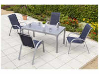 MERXX Gartenmöbelset »Amalfi«, 4 Sitzplätze, Aluminium/Textil - silberfarben