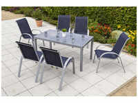 MERXX Gartenmöbelset »Amalfi«, 6 Sitzplätze, Aluminium/Textil - silberfarben