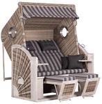 DEVRIES Strandkorb, BxHxT: 145 x 160 x 80 cm, Dreiviertelllieger, beige-braun - grau