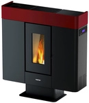 FREEPOINT Pelletofen &raquo;Moon&laquo;, bordeauxrot, Stahl, 10 kW - schwarz