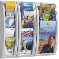 PAPERFLOW Kompakt Wandprospekthalter DIN A4 hoch 4-Fach silber