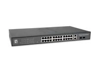 LevelOne Switch Web Smart 28 Gigabit Ethernet-Ports mit 24 PoE-Ports 375W, 2 Uplink