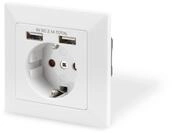 Digitus Sicherheits-Steckdose f&uuml;r Unterputzmontage mit 2 USB-Ports
