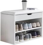 WOHNLING WL5.261 Schuhbank mit Sitzfl&auml;che Wei&szlig; 60 cm x 30 cm x 40 cm