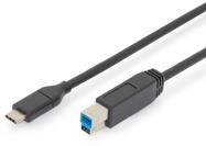 Digitus USB Type-C Anschlusskabel, Type-C auf B