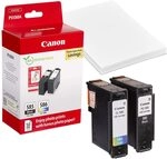 Canon Original PG-585 / CL-586 schwarz, color Druckerpatronen + Fotopapier, 2er-Set