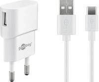 goobay 5W USB-C Ladeger&auml;t mit Kabel 1m, wei&szlig;