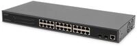 Digitus 24-Port Gigabit PoE Netzwerkswitch,19 Zoll, L2 managed, 2 Uplink Ports, SFP,