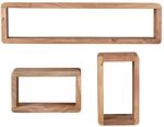 WOHNLING WL1.526 Wandregal 3er Set BOHA Massiv-Holz Akazie 80 cm x 15 cm x 20 cm