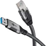 goobay USB A 3.0/RJ45 CAT 6 Kabel 15,0 m grau, schwarz, 1 St.
