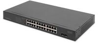 Digitus 24-Port Gigabit Netzwerkswitch, 19 Zoll, unmanaged, 2 Uplink Ports, SFP