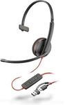 Poly Blackwire 3210 Monaurales USB-C Headset + USB-C/A-Adapter