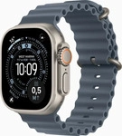 Apple Watch Ultra 3 Titan Natur (GPS + Cellular) 49mm Ocean Armband Maritimblau