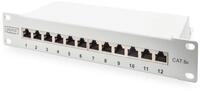 Digitus CAT 6A Patch Panel, geschirmt, 12-Port, 1HE, 10", grau