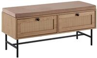 WOHNLING WL6.890 Schuhbank mit Stoff-Sitzfl&auml;che und Stauraum 100x48x38 cm Rattan