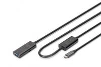 Digitus Aktives USB 3.2 Gen1 5G Verl&auml;ngerungskabel, USB-C - USB-A, 10m