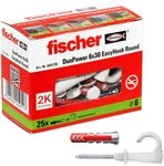 fischer EasyHook Round - DuoPower 6x30 D&uuml;bel mit Schrauben 25 St&uuml;ck