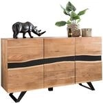 WOHNLING Sideboard 148 x 85 x 43 cm Massiv-Holz Akazie