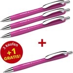 Schneider Kugelschreiber Slider Rave XB pink Schreibfarbe blau, 3 St. + GRATIS 1