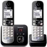 Panasonic Schnurloses Telefon-Set mit Anrufbeantworter KX-TG6822GB schwarz-silber