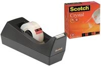 Scotch Klebefilmabroller mit Crystal Klebeband Rolle - 33 m x 19 mm