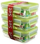 emsa Frischhaltedosen CLIP & CLOSE, transparent/gr&uuml;n, 3 x 0,55 l