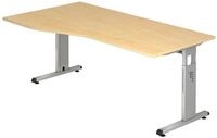HAMMERBACHER VOS18/3/S h&ouml;henverstellbarer Schreibtisch 65 - 85 cm Silber / silber