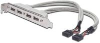 Digitus USB Slotblechkabel, 4x Typ A - 2x10pin IDC Bu/Bu, 0.25m, USB 2.0 kompatibel,