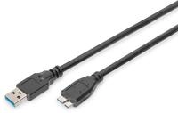 Digitus USB 3.0 Anschlusskabel, Typ A - mikro B St/St, 1.0m, USB 3.0 konform, sw