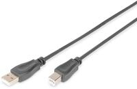 Digitus USB 2.0 Anschlusskabel, Typ A - B St/St 3.0m, USB 2.0 konform, sw