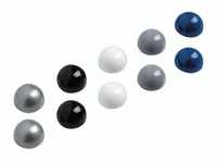 MAUL Magnete Ø 3,0 x 1,9 je 2x silber, schwarz, weiß, grau, blau